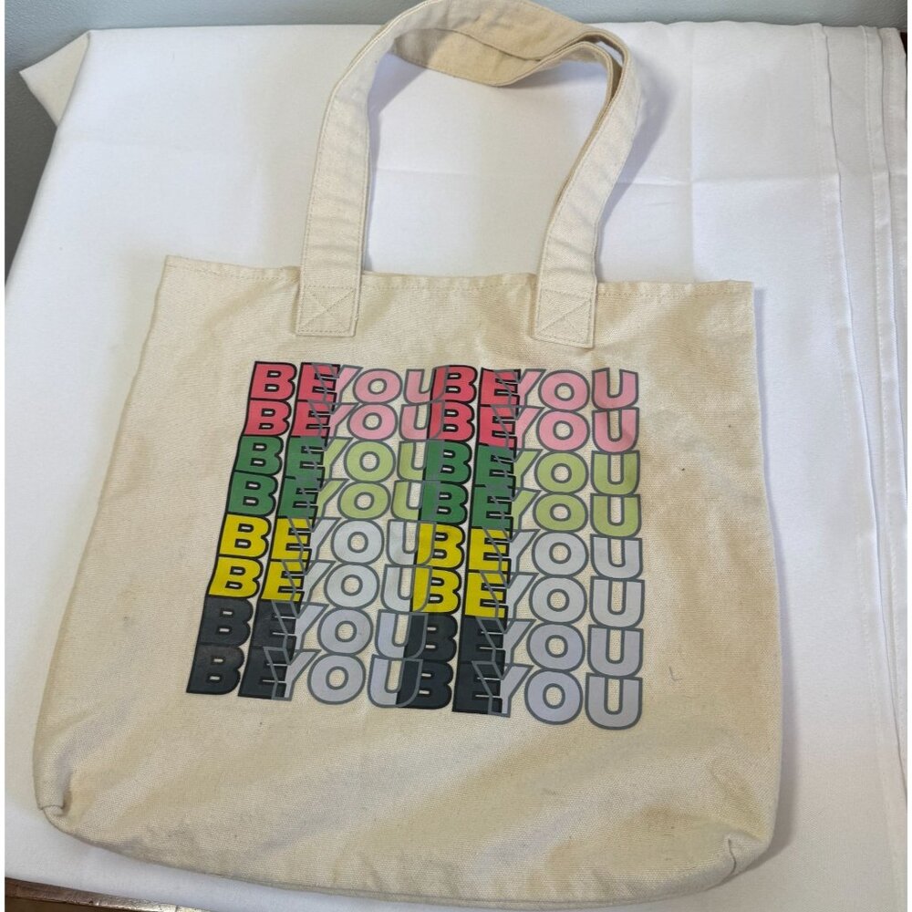 Take Pride "Be You Be You" Largeโ Canvas Tote Bag 14"x14"x3" Book Bag Shopping